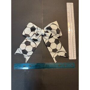 Soccer-Themed Hair Bows With Alligator Clips -12 Pack Multicolor Set Approx. 8in